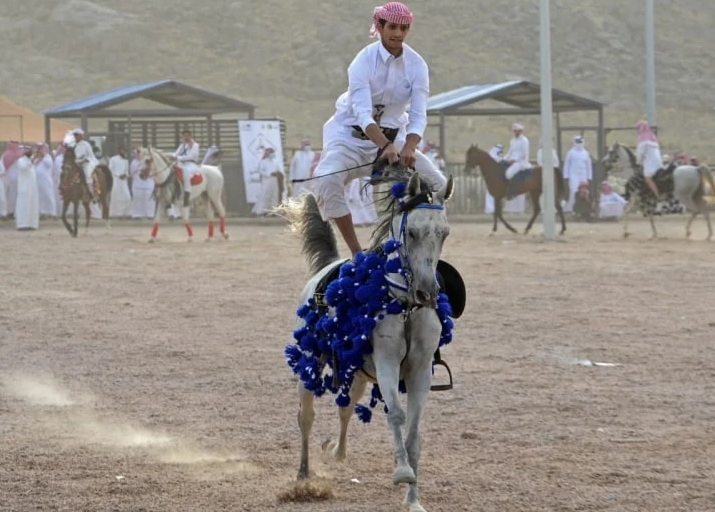 بالصور.. رقص الخيول في مهرجان "السمن والسمين" في بلدية بللحمر