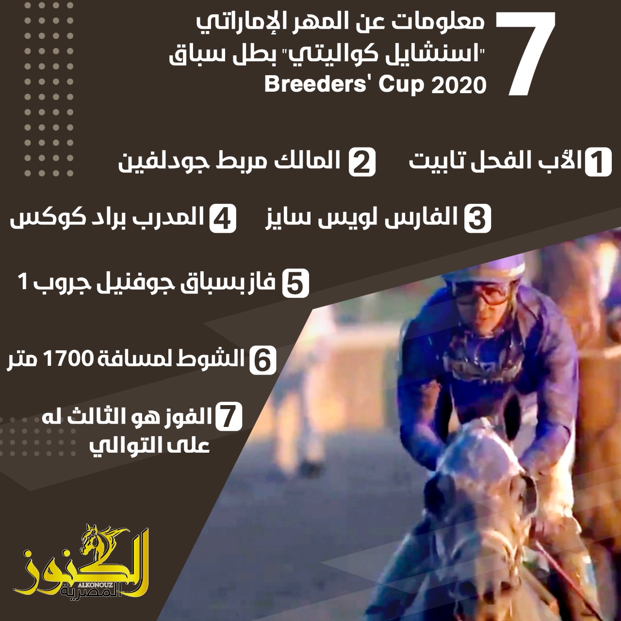 7 معلومات عن المهر الإماراتي "اسنشايل كواليتي" بطل سباق Breeders' Cup 2020