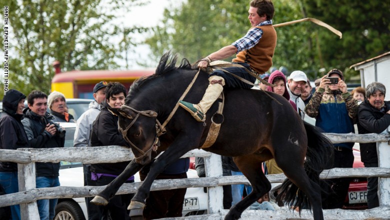 بالصور.. كيف يتحدى رجال "التشيلي" الخطر بامتطاء الخيول البرية؟