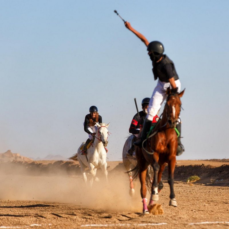 بالصور.. فرسان تيماء يتحدون كورونا بسباقات الخيول في السعودية