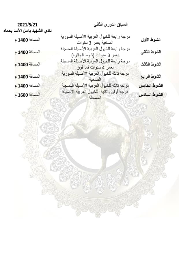 الجمعية السورية للخيول العربية تعلن أجندة سباقات موسم 2021.. تعرف على شروط الرعاية