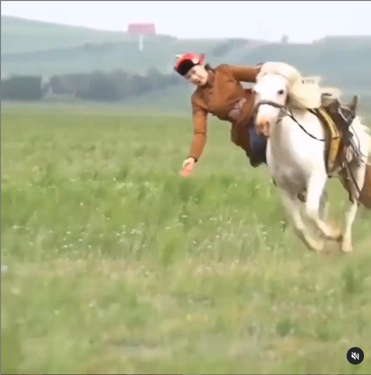 فيديو مذهل لمهارة فارسة تستعرض قوتها على صهوة حصان أبيض