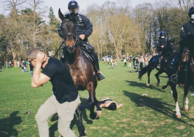 هروب 2 من خيول الشرطة الفيدرالية في بروكسل